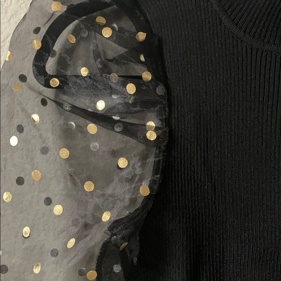 Peach Black Gold Long Sheer with Gold Sleeve Top - Picture 8 of 12